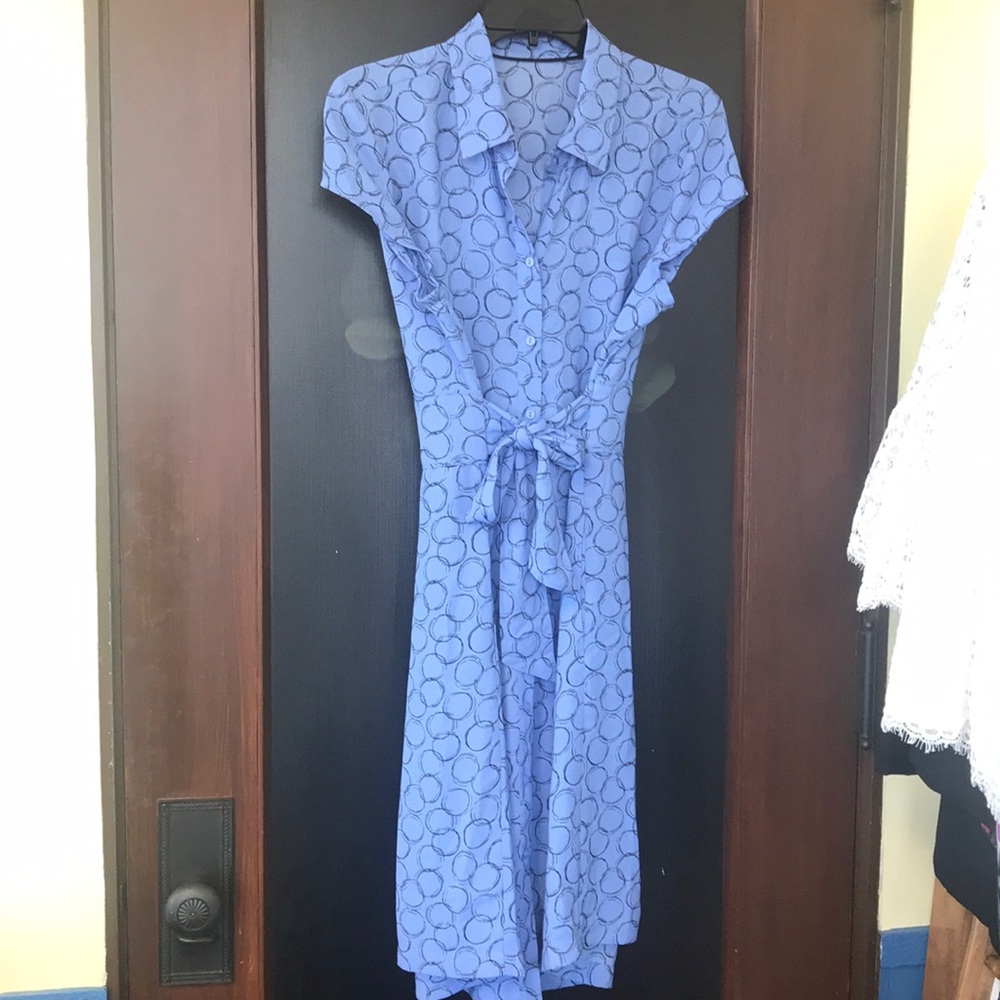 Purple and black midi short sleeve dress